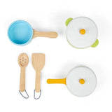 Bigjigs Toys Wooden Role Play Pots & Pans Set - McGrocer