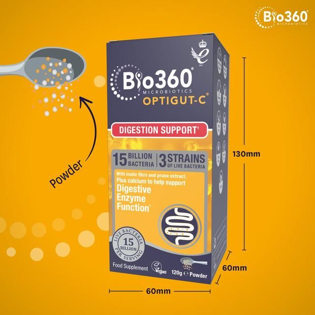 Bio360 OptiGUT-C (15 Billion Bacteria) Powder from Natures Aid 120g - McGrocer