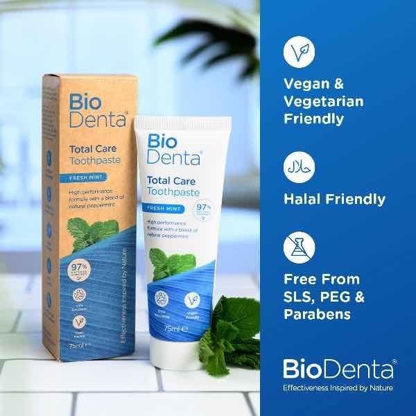BioDenta Natural Whitening Toothpaste TOTAL CARE Vegan 75ml - McGrocer