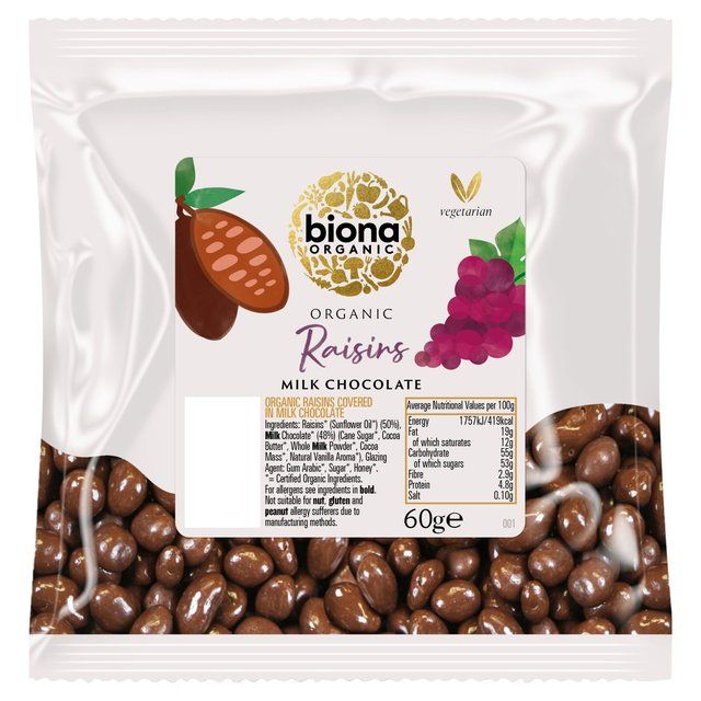 Biona Organic Raisins Milk Chocolate 60g - McGrocer