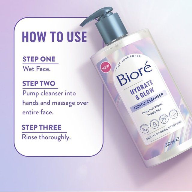 Biore Dewy Hydration Gentle Pore Cleanser for Normal to Dry Skin 200ml - McGrocer