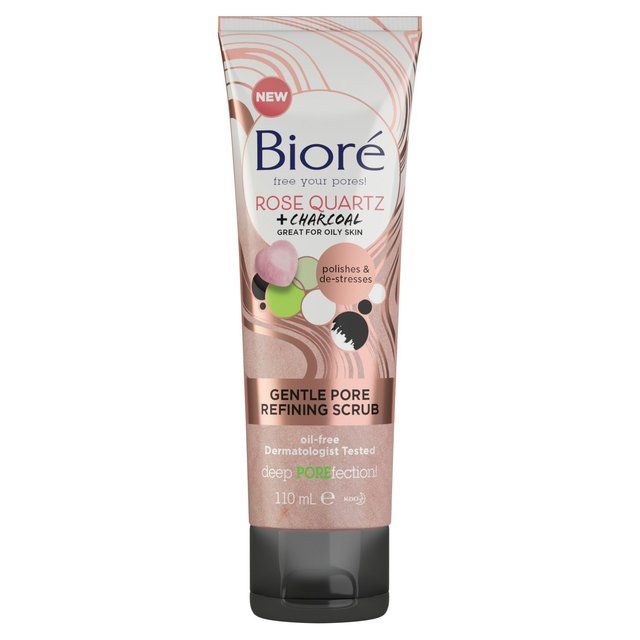 Biore Rose Quartz & Charcoal Gentle Pore Refining Face Scrub for Oily Skin 110ml - McGrocer