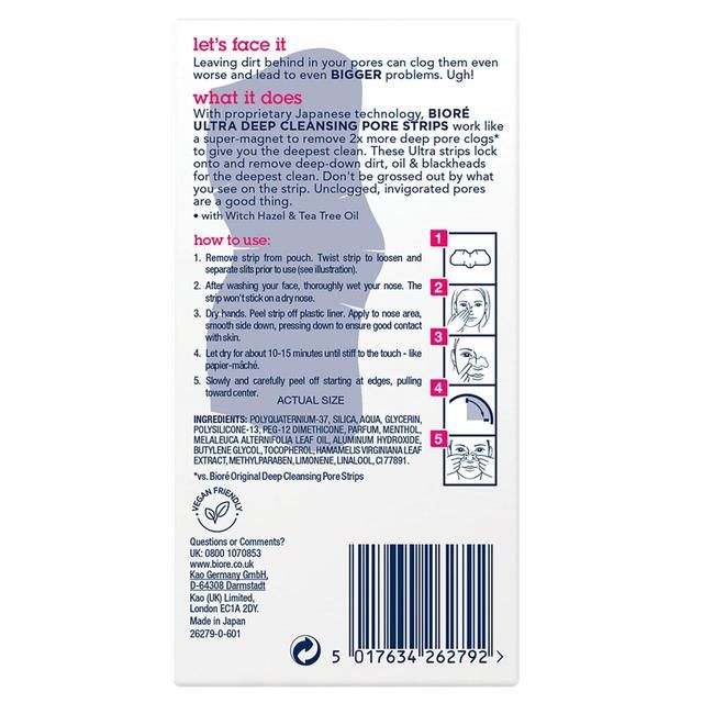 Biore Witch Hazel Ultra Deep Cleansing Nose Pore Strips For Spot Prone Skin 4 per pack - McGrocer