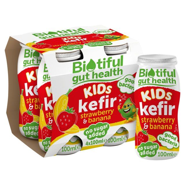 Biotiful Gut Health Strawberry & Banana Kids Kefir 4 x 100ml - McGrocer