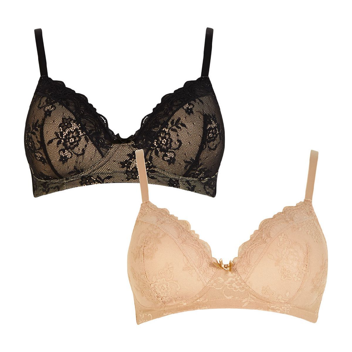 Black and Nude Lace Maternity T-Shirt Bras - 2 Pack - McGrocer