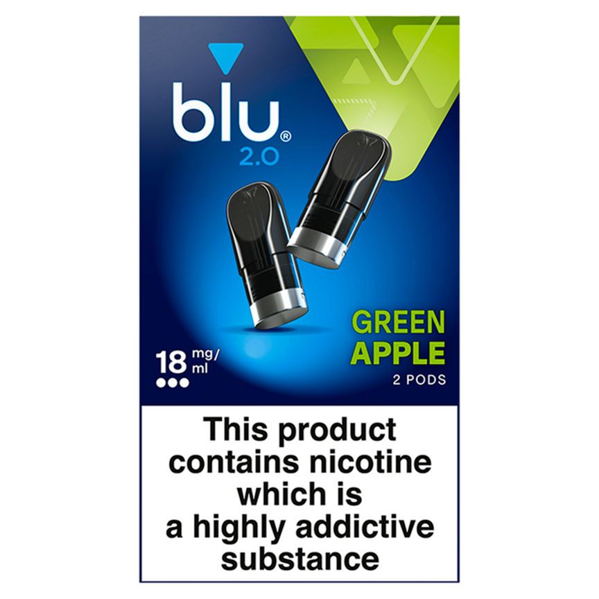 Blu 2.0 Green Apple Vape Pods 18mg/ml 2 x 1.9ml - McGrocer