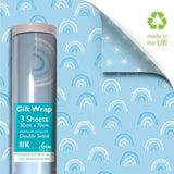Blue Rainbow Double Sided Gift Wrap Sheets 3 per pack - McGrocer