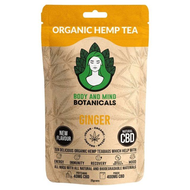 Body & Mind Organic Ginger Hemp Tea - 400mg CBD   10 per pack - McGrocer