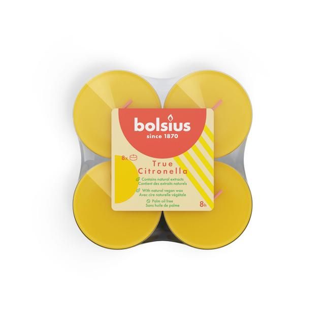 Bolsius Maxi Light Clear Cup Tea Lights - Citronella   8 per pack - McGrocer