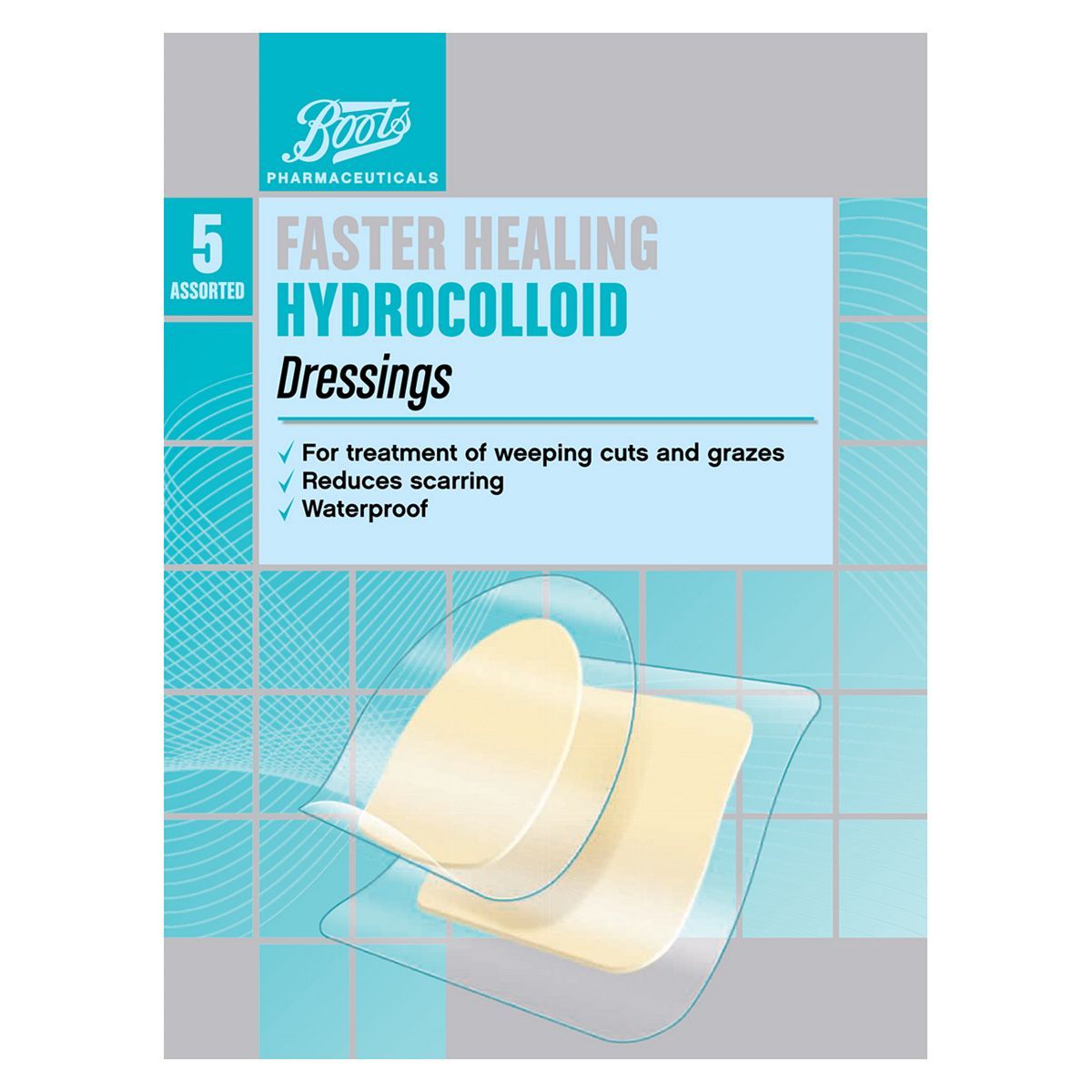 Boots Faster Healing Hydrocolloid Dressings (Pack of 5 Assorted) - McGrocer