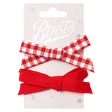 Boots Kids Red and White Gingham Bow Clip - McGrocer