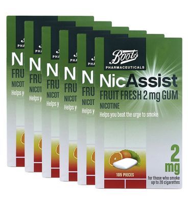 Boots NicAssist Fruit Fresh 2 mg Gum - 6 x 105 Pieces Bundle - McGrocer