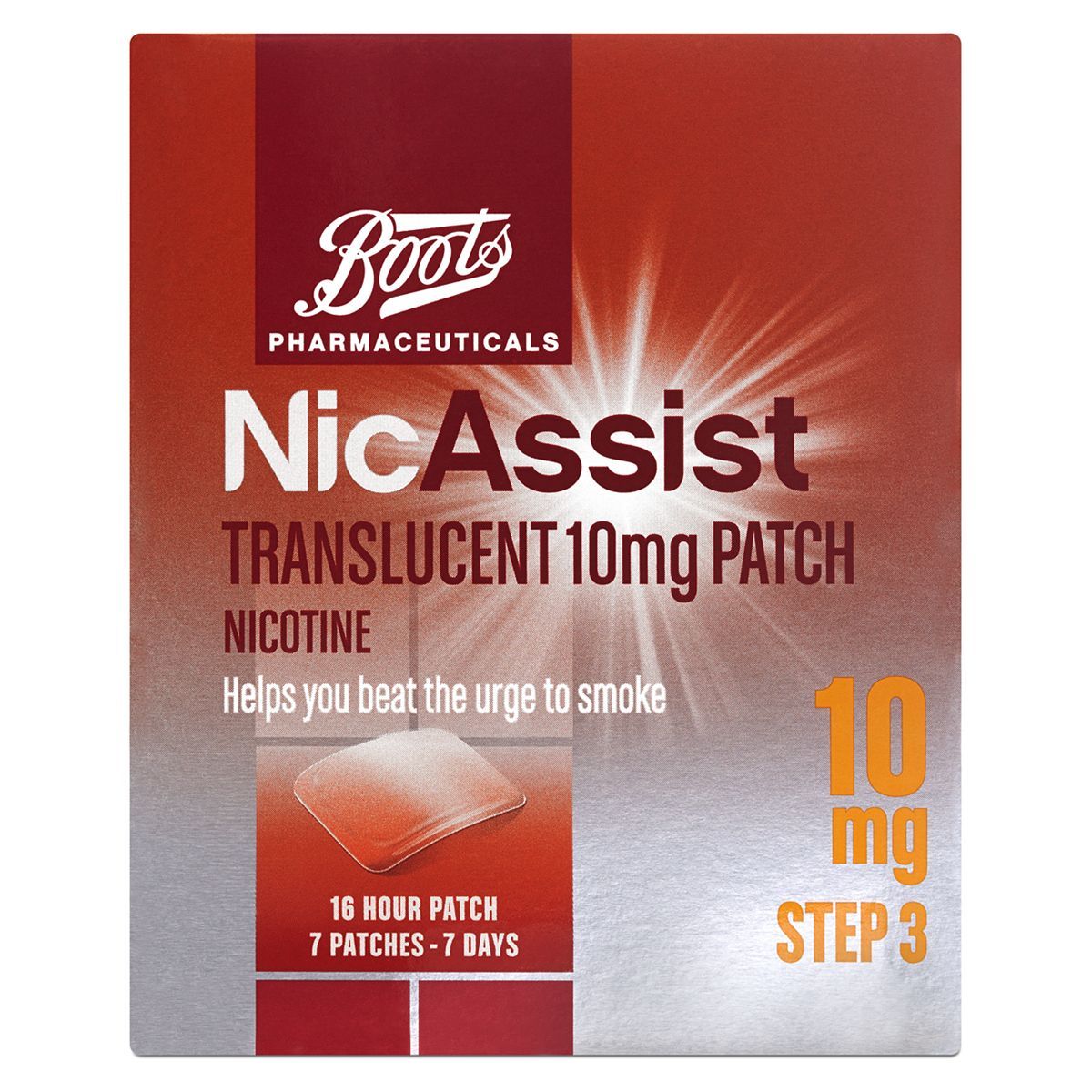 Boots NicAssist Translucent 10mg Patch Step 3 (7 Patches) - McGrocer