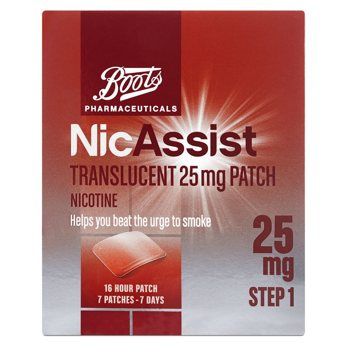 Boots NicAssist Translucent 25mg Patch Step 1 (7 Patches) - McGrocer
