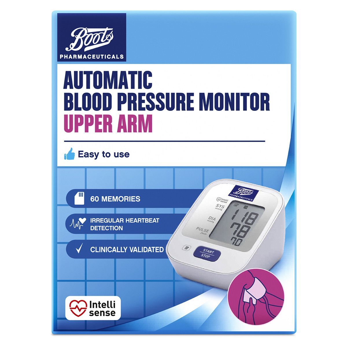Boots Pharmaceuticals Blood Pressure Monitor - Upper Arm Unit 60 Memories - McGrocer