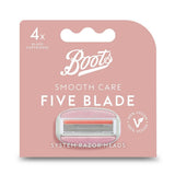 Boots Smooth Care 5 Blade System Razor Refill Cartridges 4pk - McGrocer
