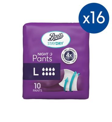 Boots Staydry Night Pants Large - 160 Pants (16 Pack Bundle) - McGrocer