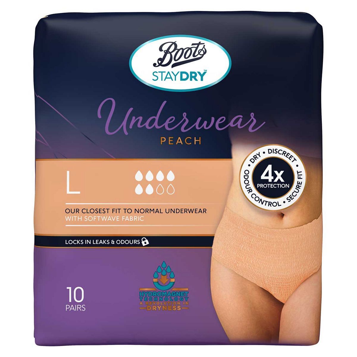 Boots Staydry Underwear Peach - Large - 10 pairs - McGrocer