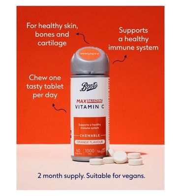 Boots Vitamin C 1000 mg 60 Orange Flavour Chewable Tablets - McGrocer