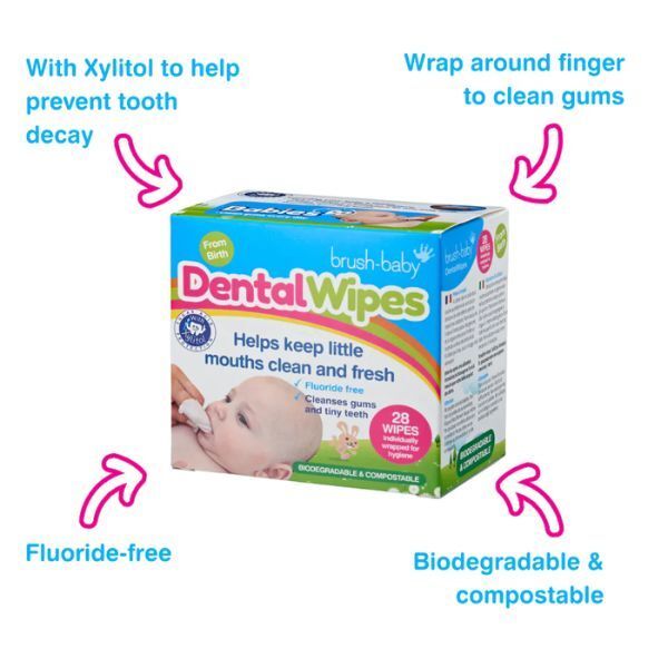 Brush Baby Baby Dental Wipes | Baby Gum Wipes - 28 Wipes