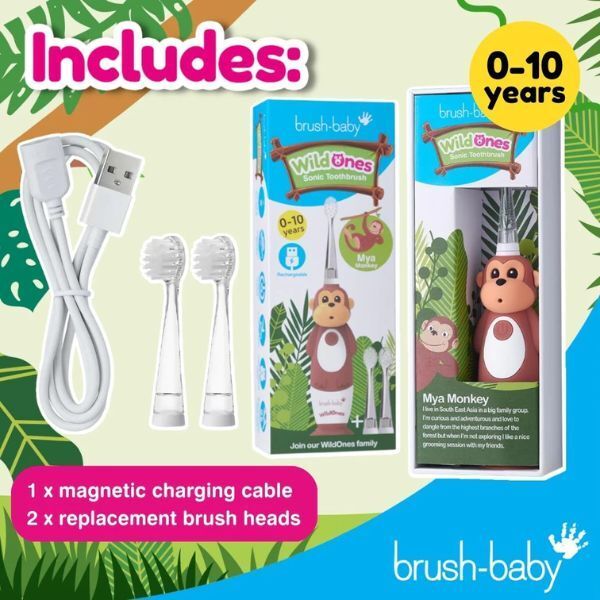 Brush Baby WildOnes™ Monkey Kids Rechargeable Toothbrush