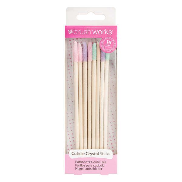 Brushworks Cuticle Crystal Sticks - 16 Pack