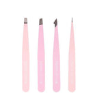 Brushworks HD 4 Piece Combination Tweezer Set - Pink