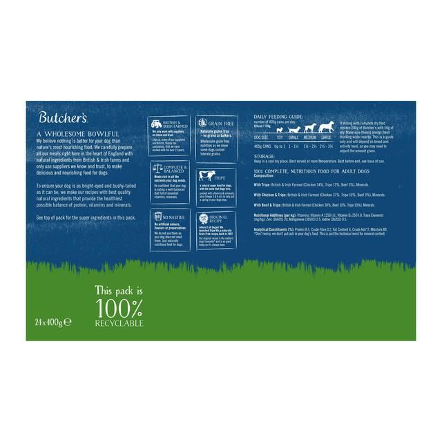 Butcher's Tripe Loaf Recipes Dog Food Tins 24 x 400g