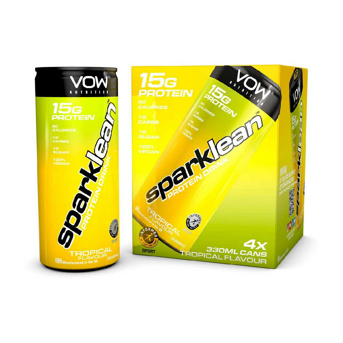 VOW Nutrition Sparklean Sparkling Protein Drink Multipack Tropical - 4 x 330ml GOODS Boots