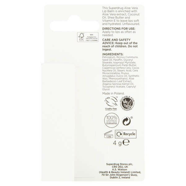 Superdrug Aloe Vera Lip Balm 4g GOODS Superdrug