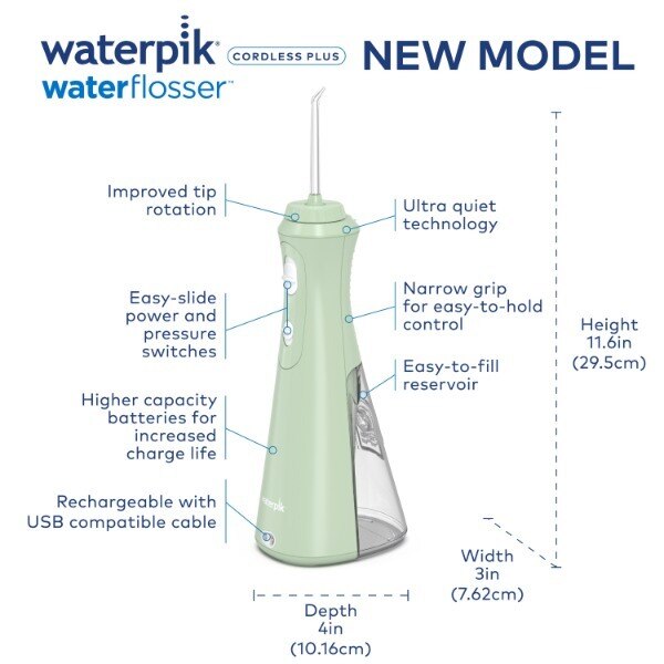 Waterpik Cordles-Wp-498Uk Mint Green GOODS Superdrug