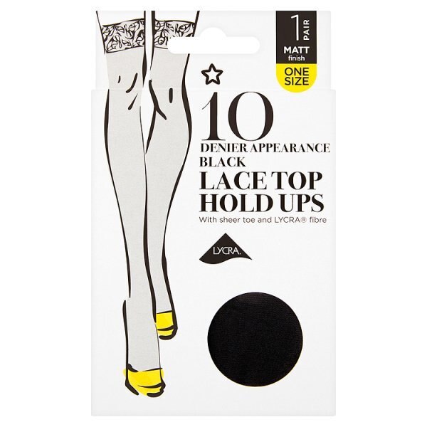 Superdrug 1 Pack Sheer Lace Top Hold Up Black GOODS Superdrug