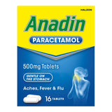 Anadin Paracetamol Pain Relief for Headaches Cold & Flu Tablets 16 16 per pack - McGrocer