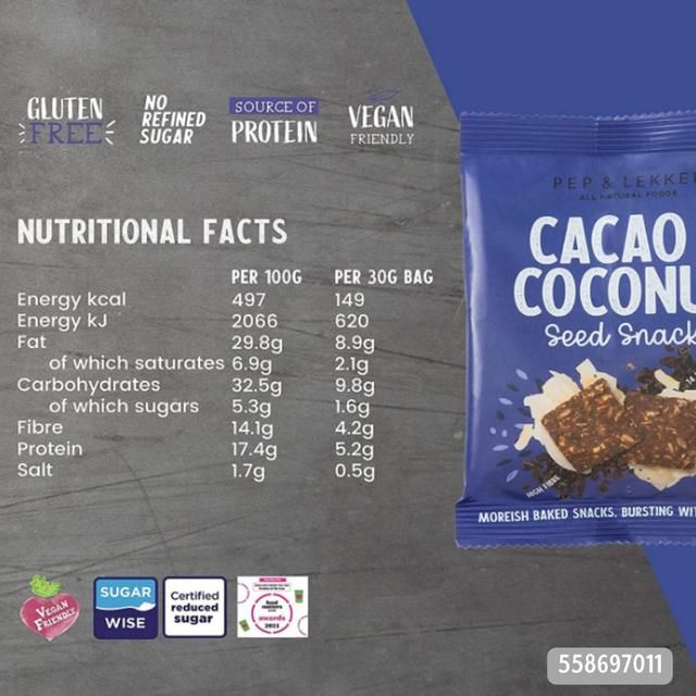 Cacao & Coconut Baked Seed Prebiotic Snack Bites 30g