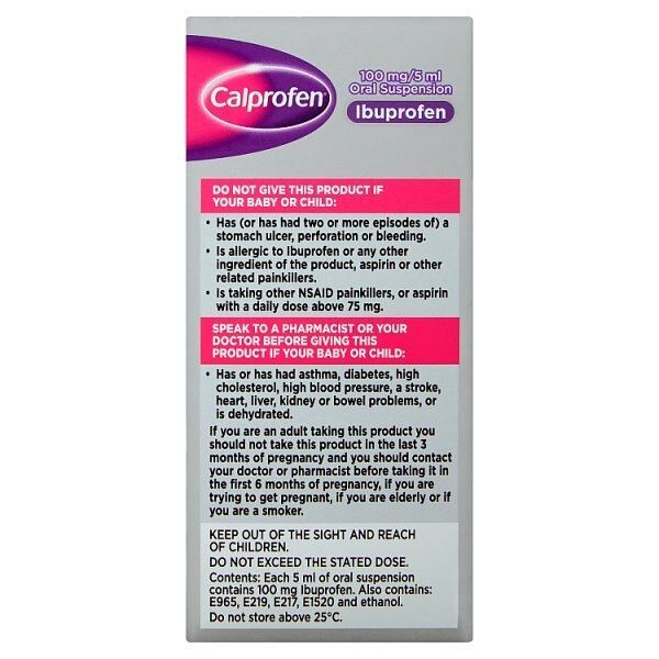 Calprofen Ibuprofen Suspension 3+ Months Sugar Free 100ml