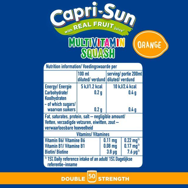 Capri-Sun Double Strength Orange Multivitamin Squash 1L