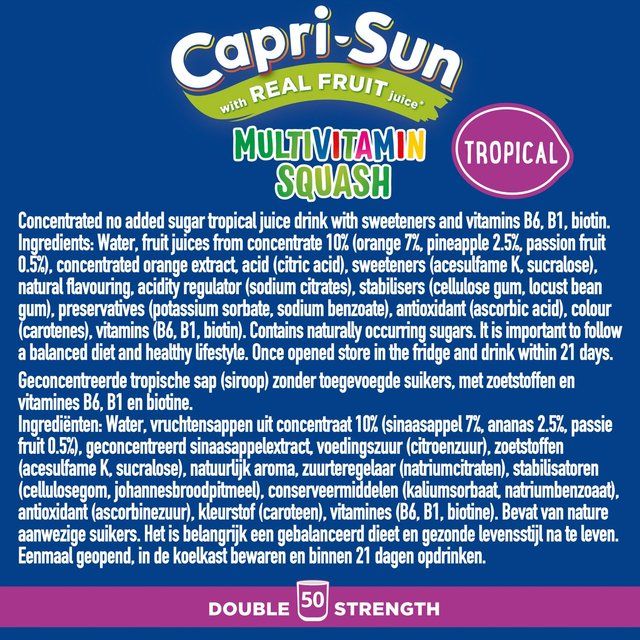 Capri Sun Double Strength Tropical Multivitamin Squash 1L