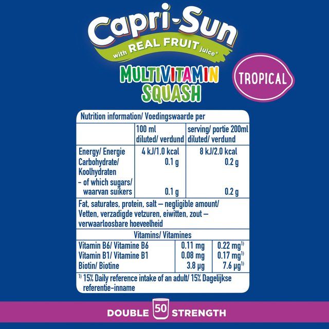 Capri Sun Double Strength Tropical Multivitamin Squash 1L