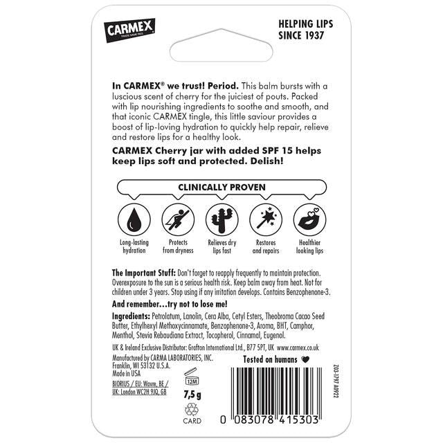 Carmex Cherry Lip Balm Pot SPF15 7.5g