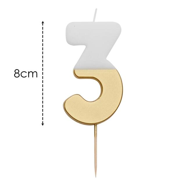 Talking Tables Number 3 Large Gold Candle - McGrocer