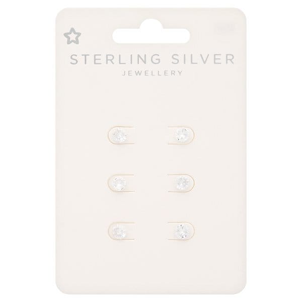 Superdrug Premium Sterling Silver Stud Trio GOODS Superdrug