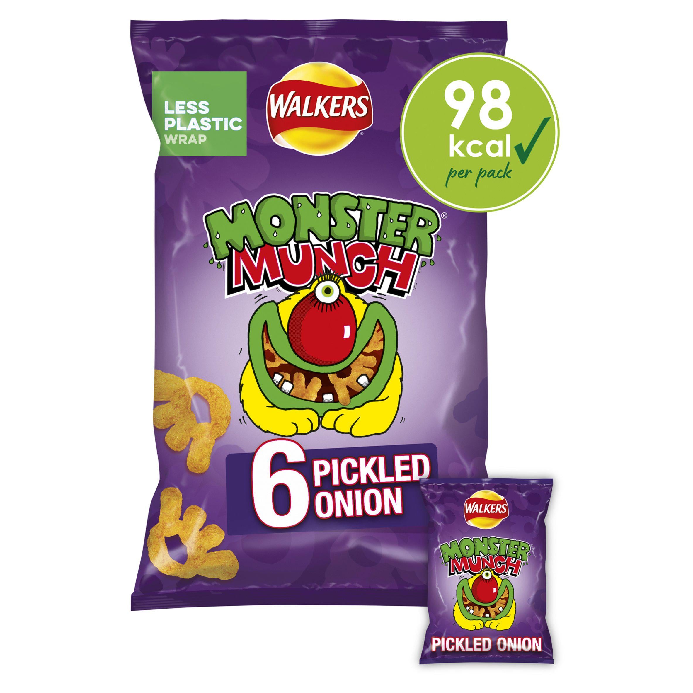 Walkers Monster Munch Pickled Onion Multipack Crisps Snacks 6x20g GOODS Sainsburys