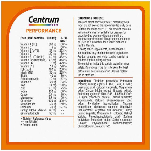 Centrum Performance Multivitamin & Vitamin Tablets 60 per pack