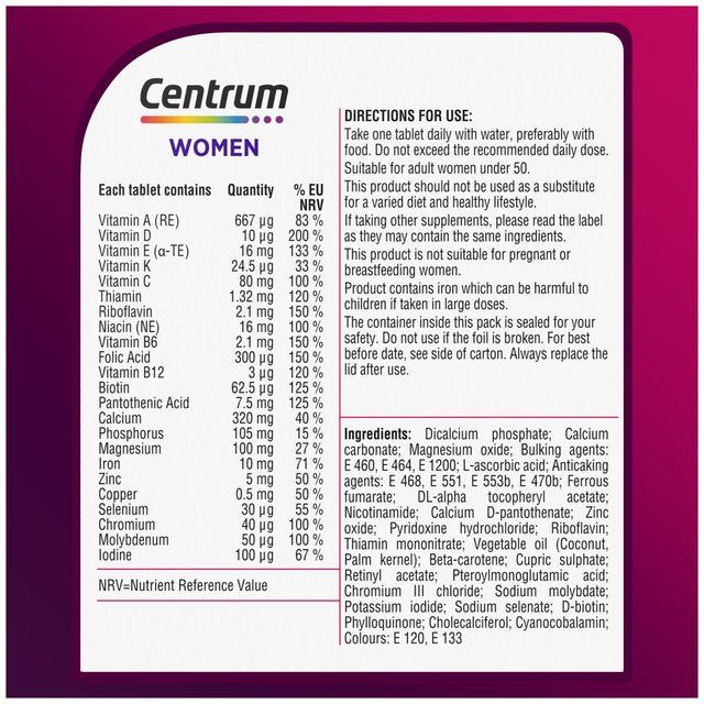 Centrum Women Multivitamins and Minerals Tablets 60 per pack