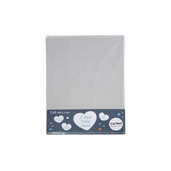Clair De Lune Fitted Sheet Twin Pack Cot Grey