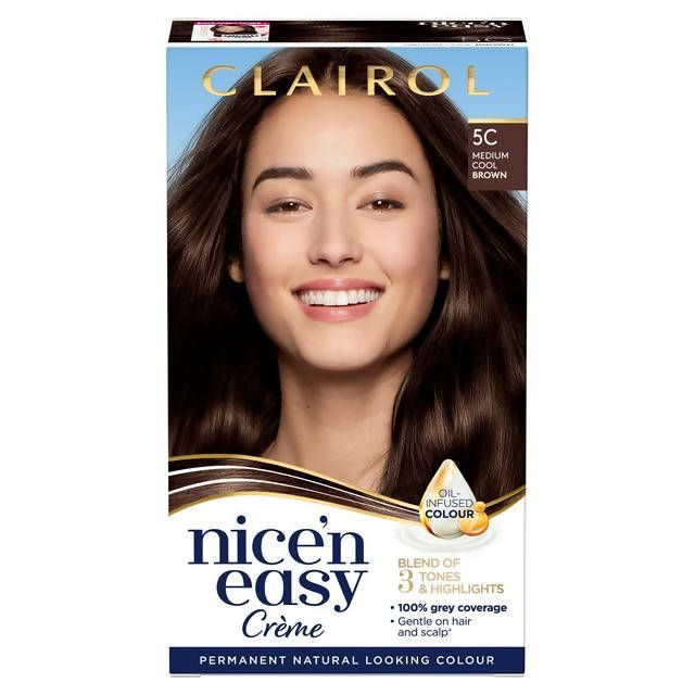 Clairol Nice'n Easy Crème Natural Looking Oil-Infused Hair Dye Medium Cool Brown 5C