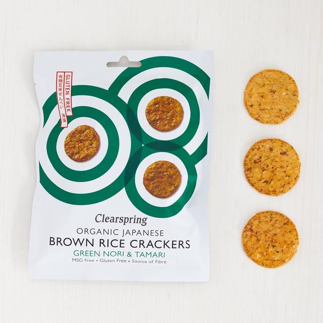 Clearspring Organic Japanese Brown Rice Crackers - Green Nori & Tamari   40g