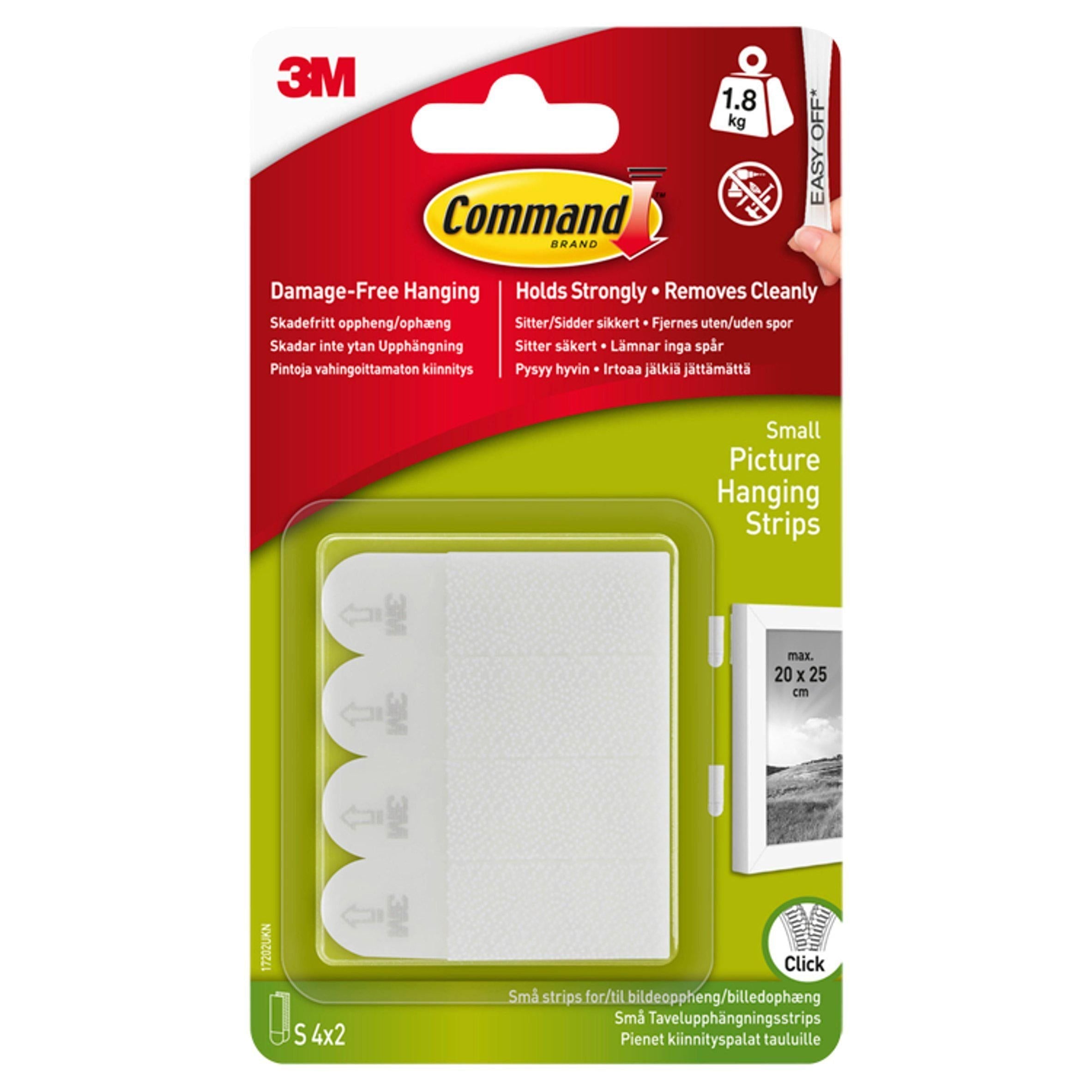 Command Small Picture Hanging Strips White