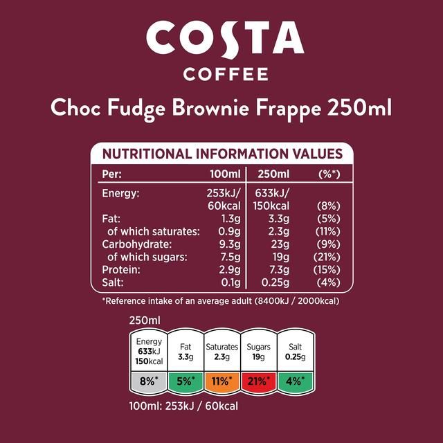 Costa Coffee Frappe Choc Fudge Brownie Iced Coffee 250ml