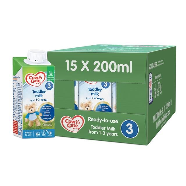 Cow & Gate 3 Toddler Milk Formula Liquid Multipack    15 x 200ml